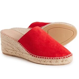 NIB Red Jutelia Open Back Wedge Espadrilles